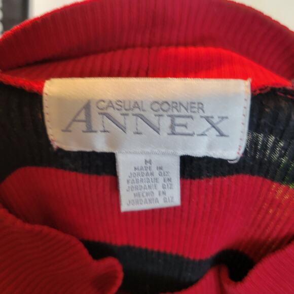 Vintage Casual Corner Annex Red Striped Ribbed Mockneck Sweater, M - Picture 3 of 3